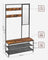 Coat Rack - Wood - Camel Brown - Includes Shoe Storage and Mirror