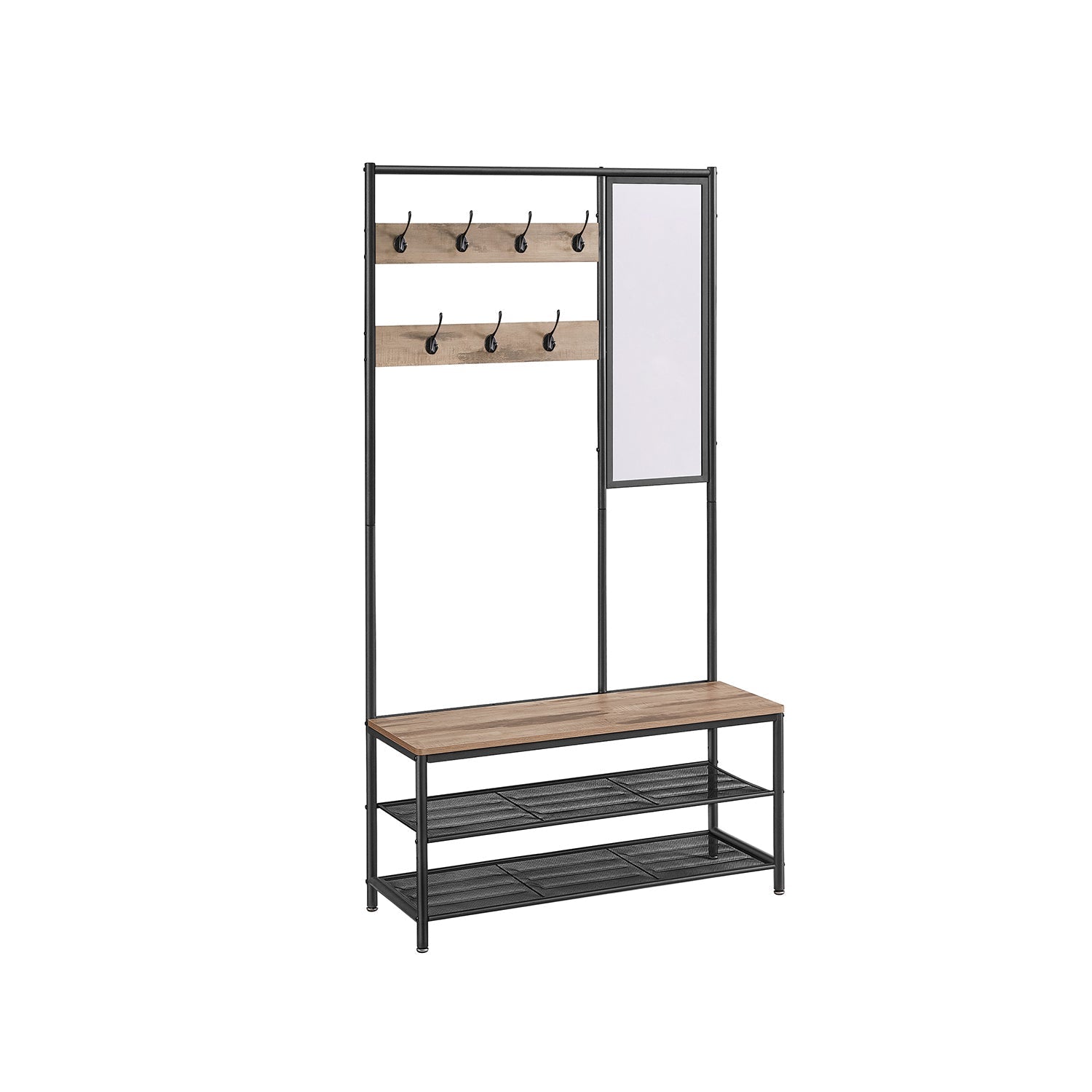 Coat Rack with Shoe Storage - Wood - Camel Brown