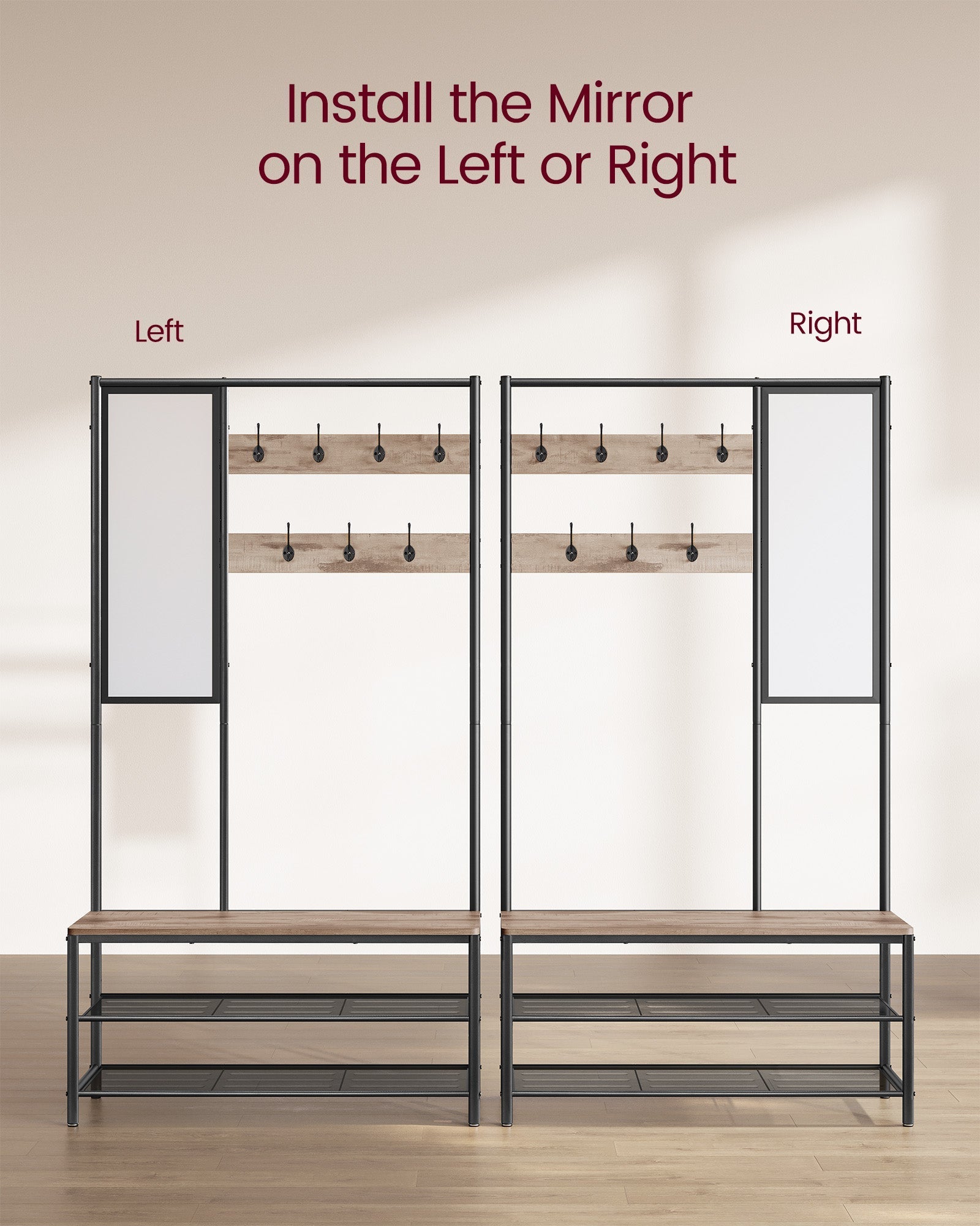Coat Rack with Shoe Storage - Wood - Camel Brown