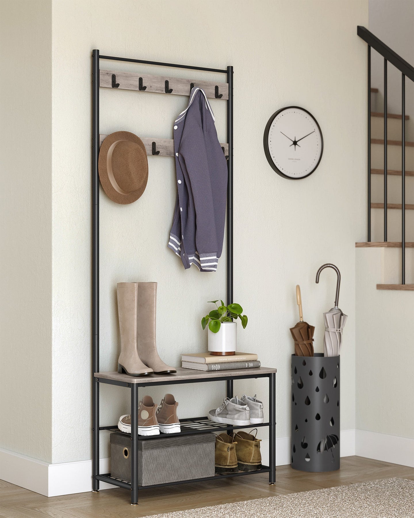 Coat Rack Stand - Wood - Natural Finish