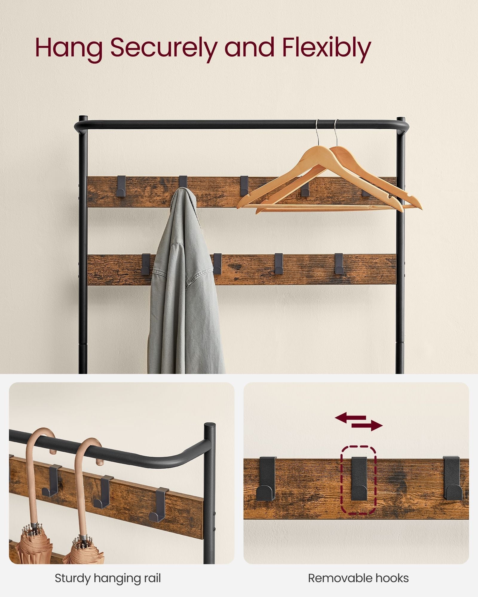 Coat Stand - Wood - Industrial Finish