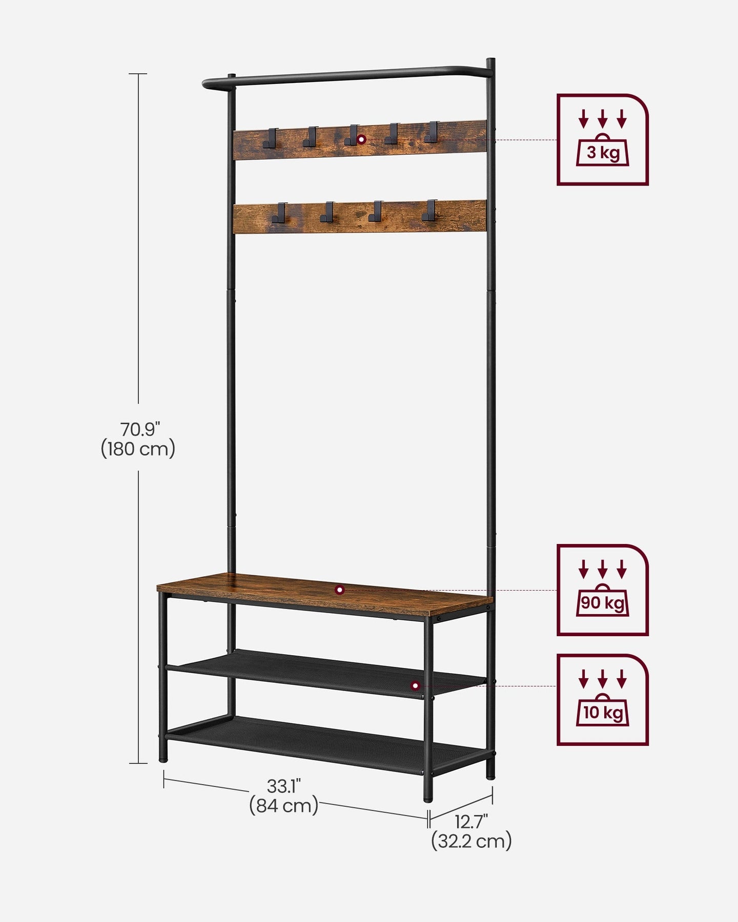 Coat Stand - Wood - Industrial Finish