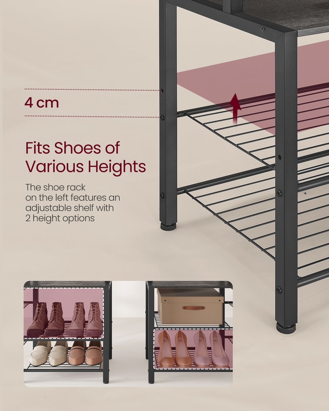 Hall Tree - Engineered Wood - Brown - Bench with Shoe Storage and Multiple Hooks