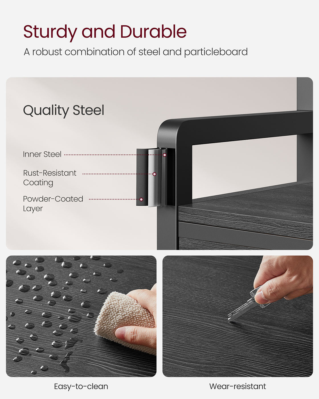 Hall Tree - Wood - Stone Grey and Ink Black