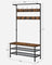 Hall Tree - Steel - Industrial Gray - Multifunctional with 9 Hooks and Shoe Rack