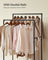 Industrial Pipe Clothes Rack - Heavy Duty Metal - Black - Double Hanging Rail with Shelf