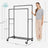 Industrial Pipe Clothes Rack - Heavy Duty Metal - Black - Double Hanging Rail with Shelf