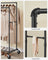 Industrial Pipe Clothes Rack - Heavy Duty Metal - Black - Double Hanging Rail with Shelf