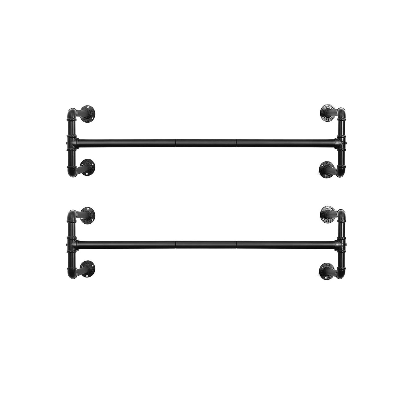 Wall-Mounted Clothes Rack - Metal - Black - Industrial Pipe Design