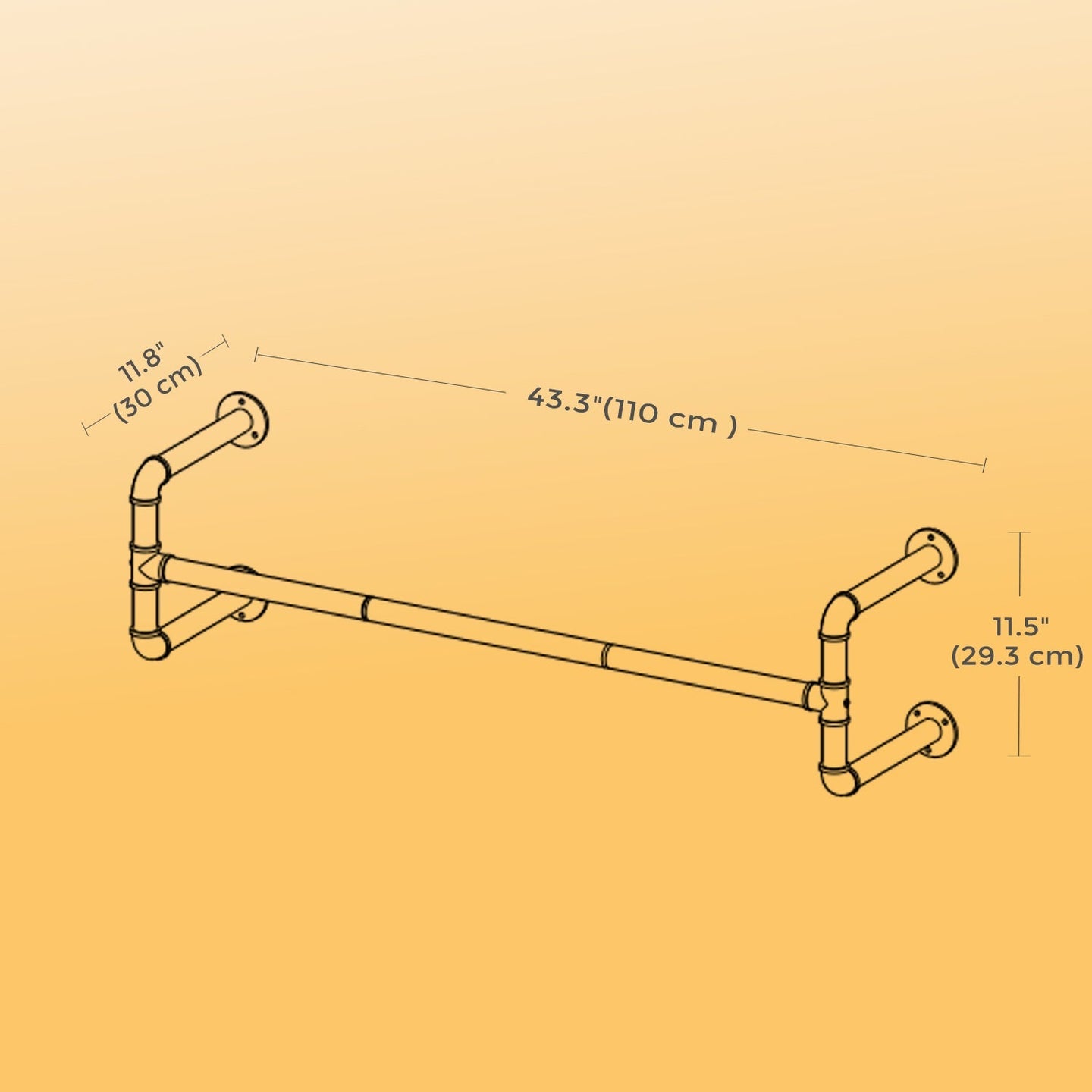 Set of 2 Wall-Mounted Garment Hanging Bars - Metal - Black - Space-Saving for Small Rooms