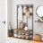 Large Coat Rack Stand - Iron - 12 Hooks and Shoe Bench