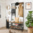 Coat Stand - Metal - Rustic Brown - Multi-Functional with Grid Wall and Mesh Shelves