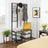 Coat Stand - Metal - Rustic Brown - Multi-Functional with Grid Wall and Mesh Shelves