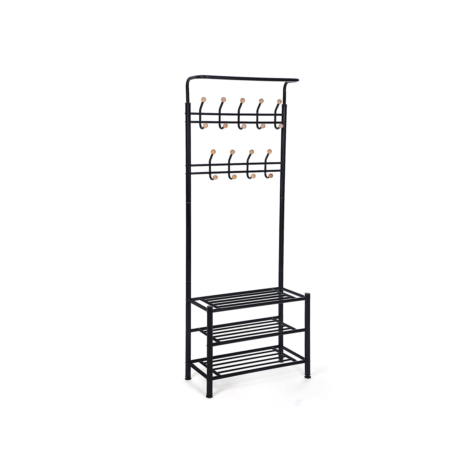 Hall Tree Entryway Organiser - iron tubes - Black