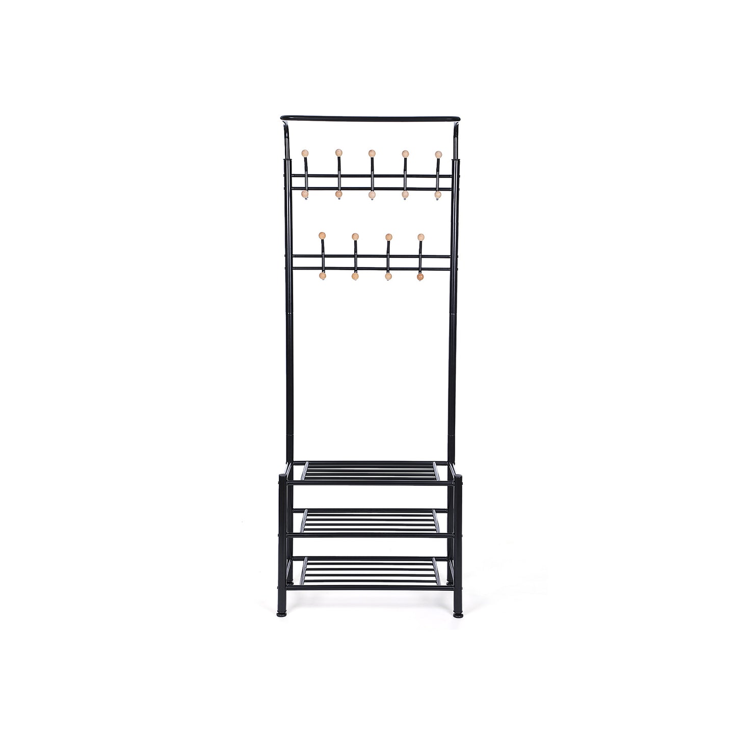 Hall Tree Entryway Organiser - iron tubes - Black