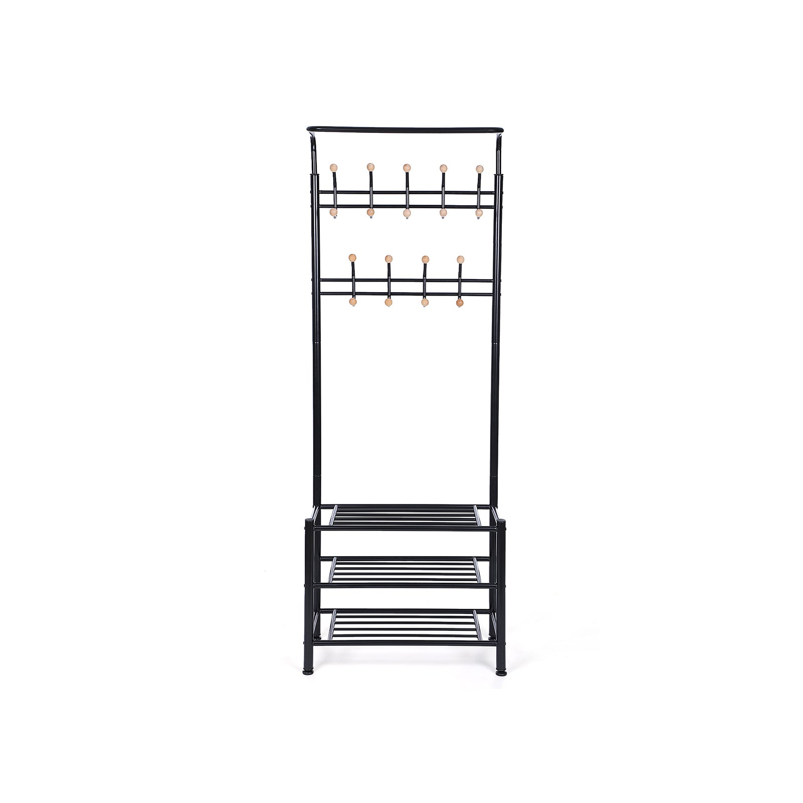 Hall Tree Entryway Organiser - iron tubes - Black