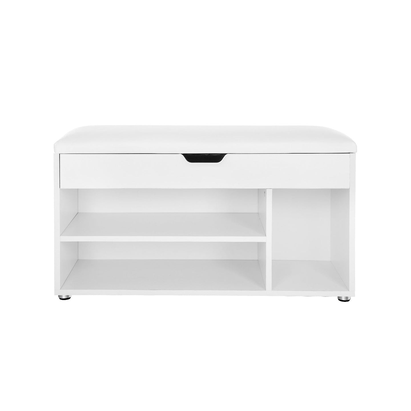 Hallway Cabinet Shoe Bench - Wood - White - Storage with Shelves and Hidden Chest
