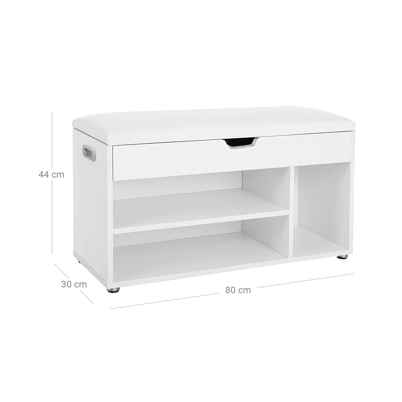 Hallway Cabinet Shoe Bench - Wood - White - Storage with Shelves and Hidden Chest
