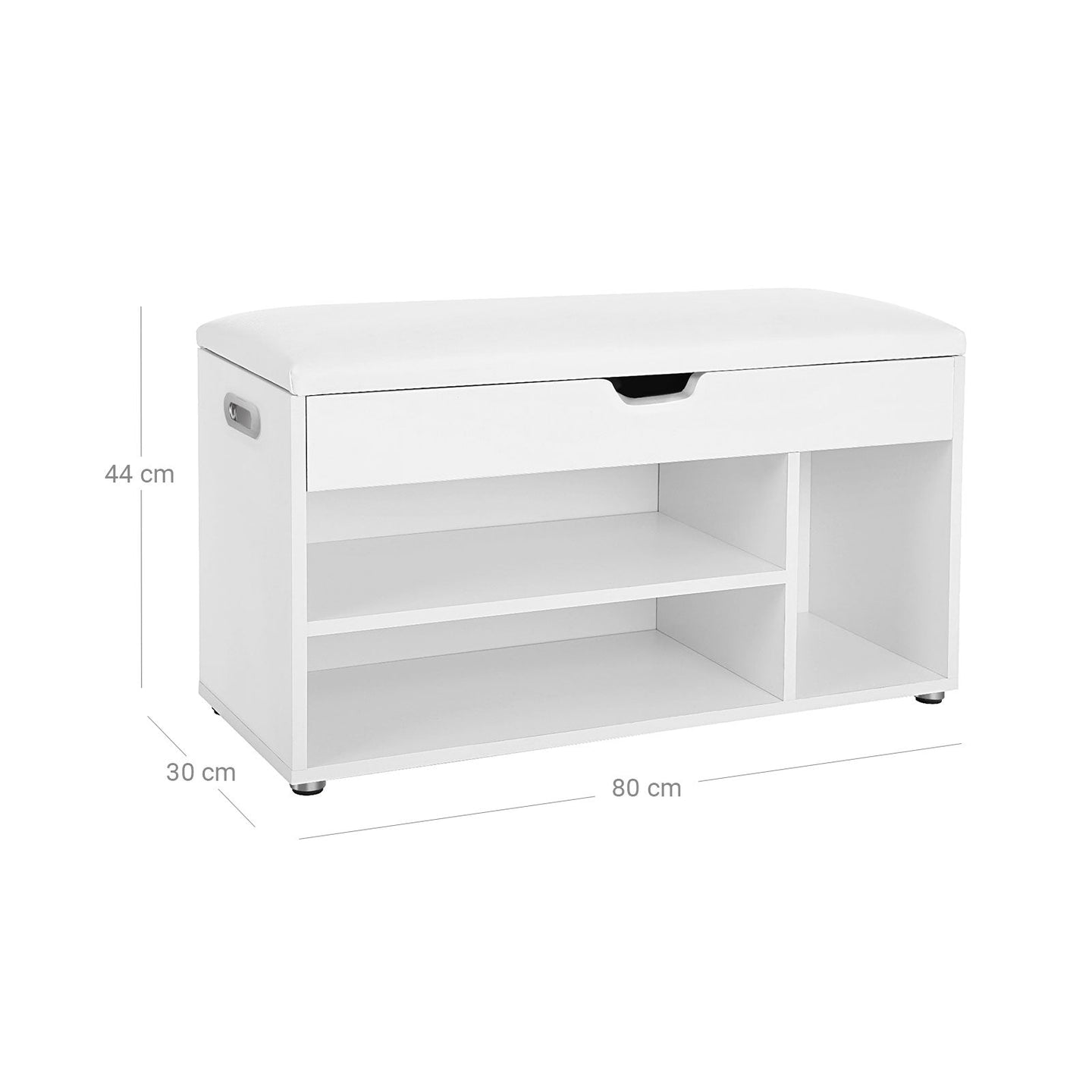 Hallway Cabinet Shoe Bench - Wood - White - Storage with Shelves and Hidden Chest