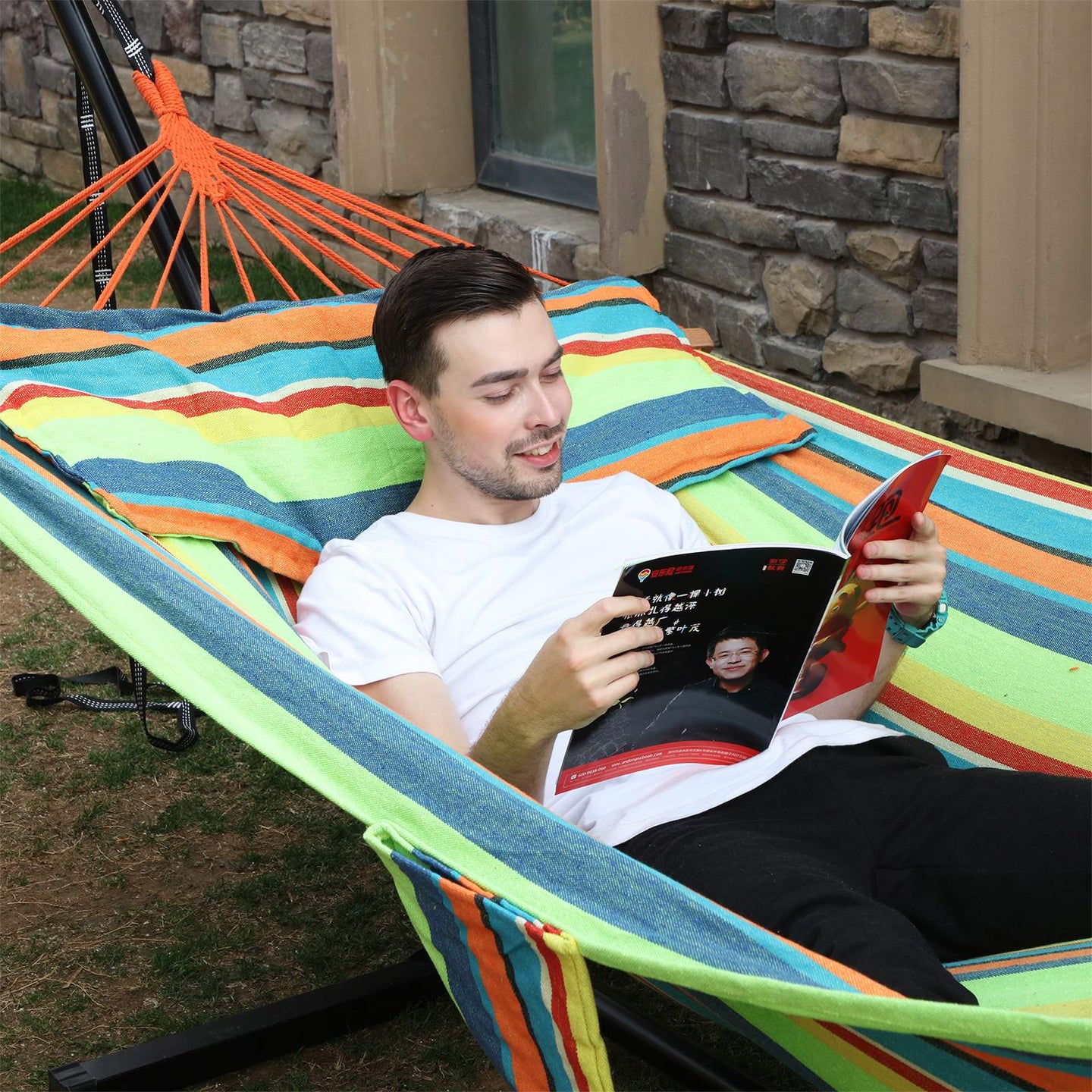 Hammock - 70% Cotton - Multicolor - Includes 2 Cushions