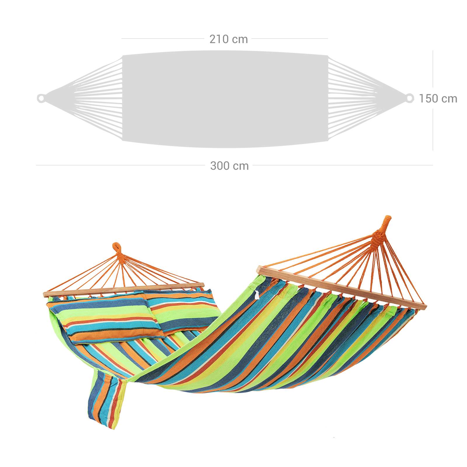 Hammock - 70% Cotton - Multicolor - Includes 2 Cushions