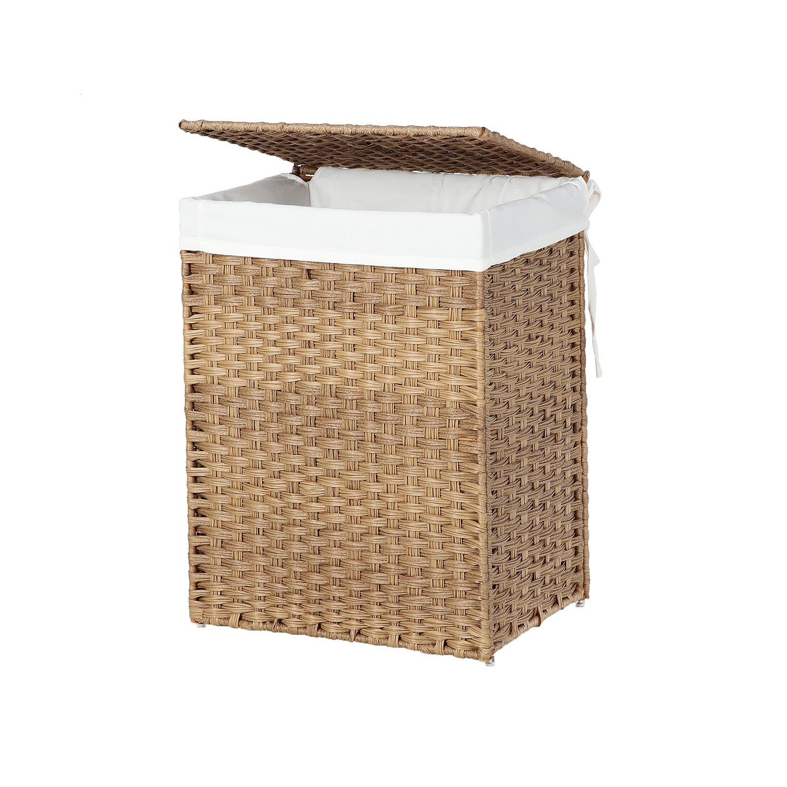 Handwoven Laundry Basket - Synthetic Rattan Wicker - Natural - 90L Capacity with Lid and Foldable Design
