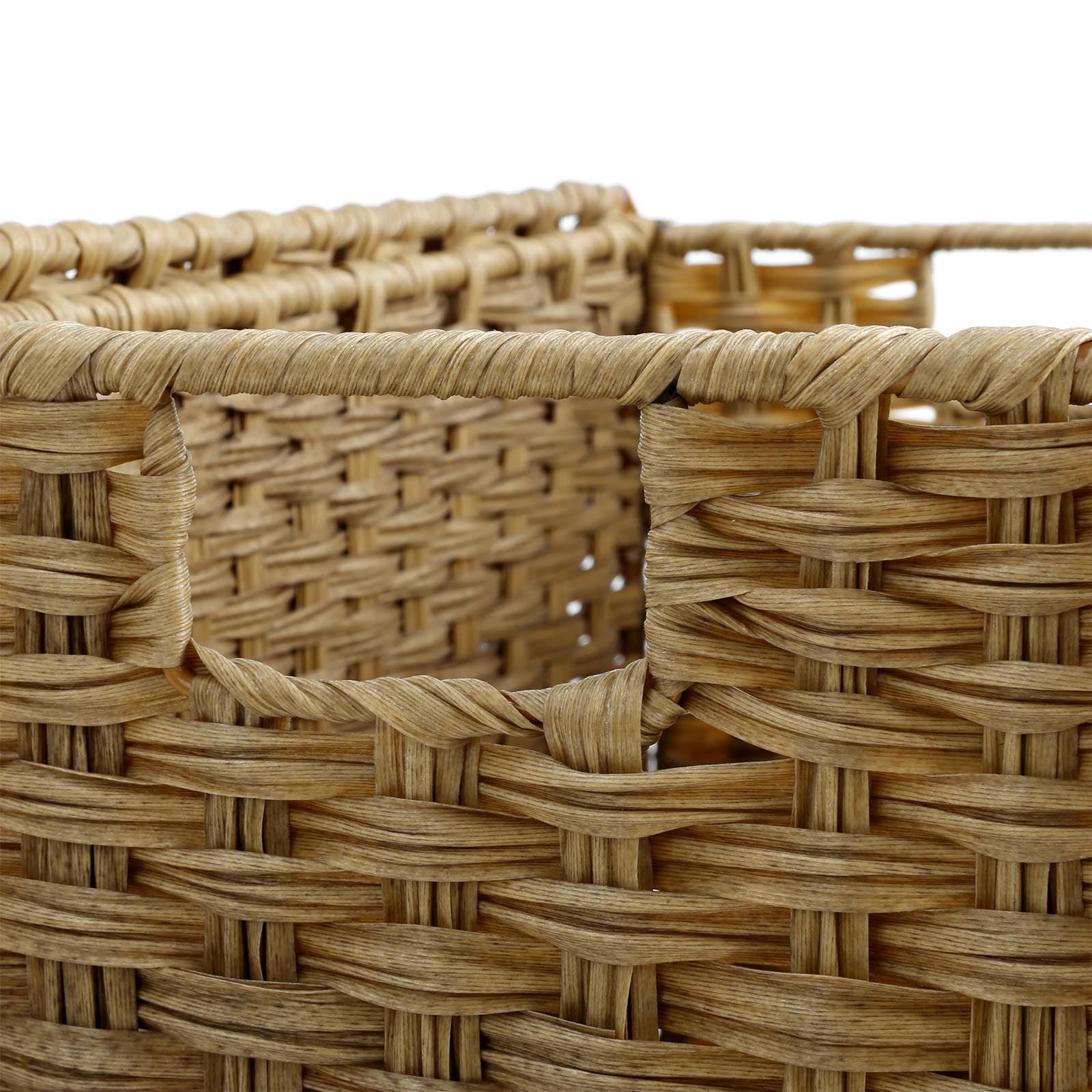 Handwoven Laundry Basket - Synthetic Rattan Wicker - Natural - 90L Capacity with Lid and Foldable Design