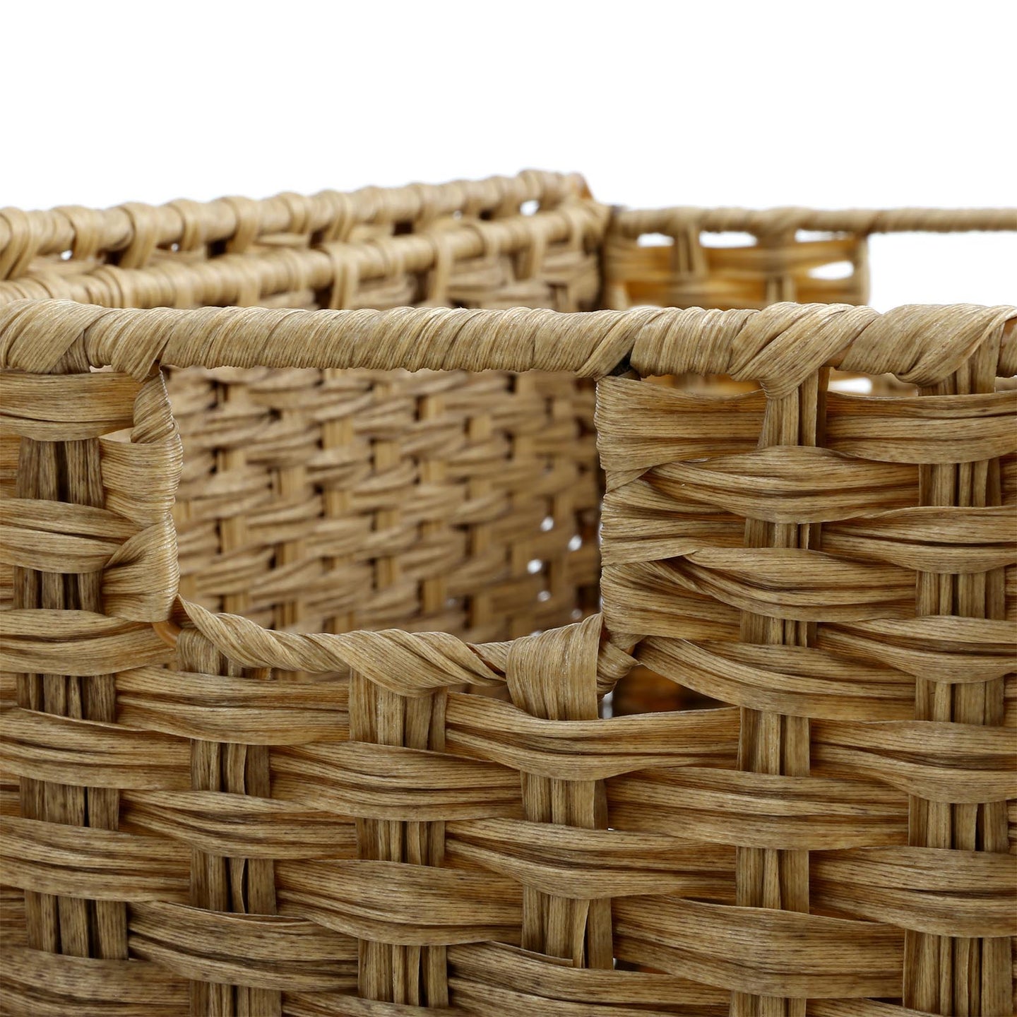 Handwoven Laundry Basket - Synthetic Rattan Wicker - Natural - 90L Capacity with Lid and Foldable Design