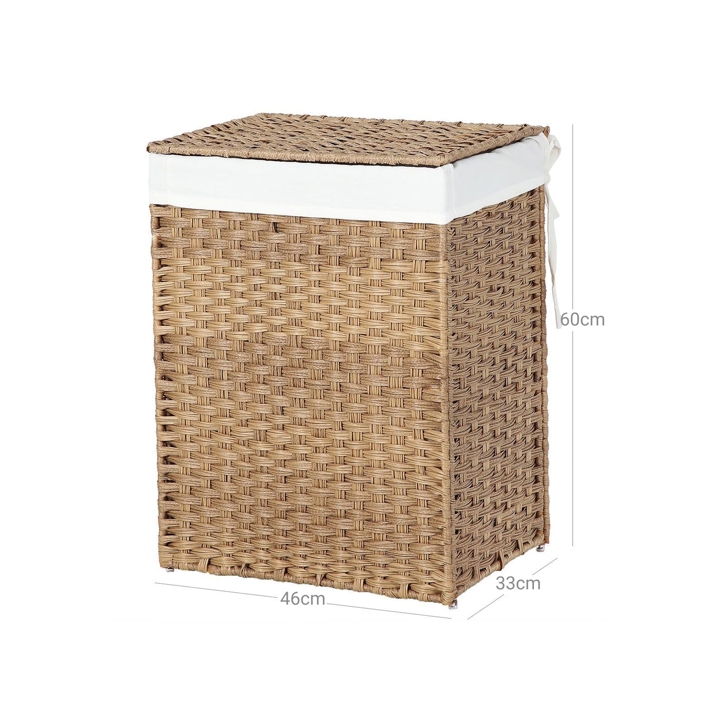 Handwoven Laundry Basket - Synthetic Rattan Wicker - Natural - 90L Capacity with Lid and Foldable Design