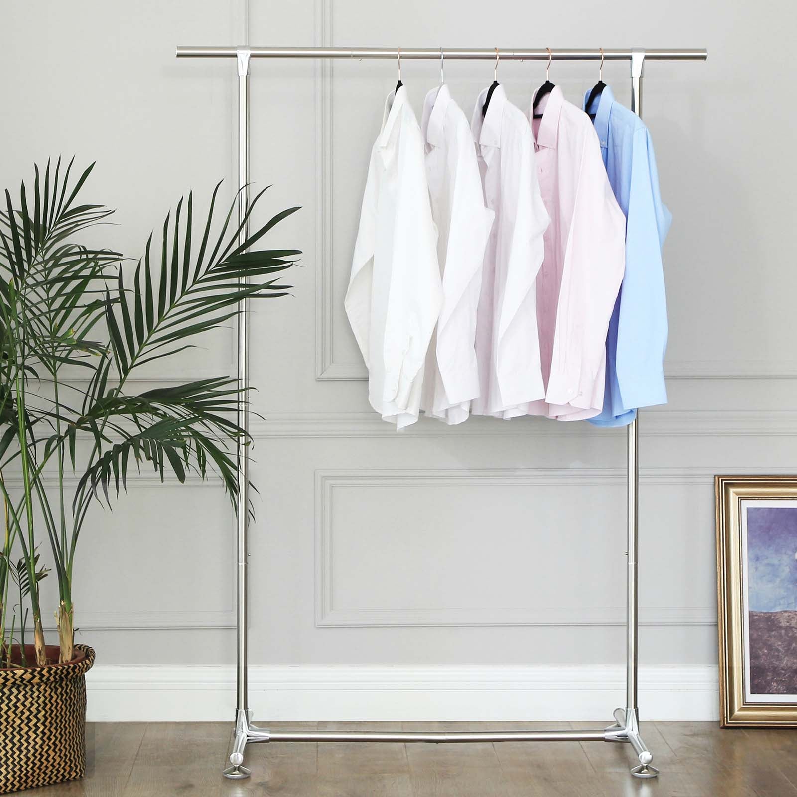 Hanging Rail Garment Rack - All-Metal - Silver - Robust Design with 45 kg Load Capacity