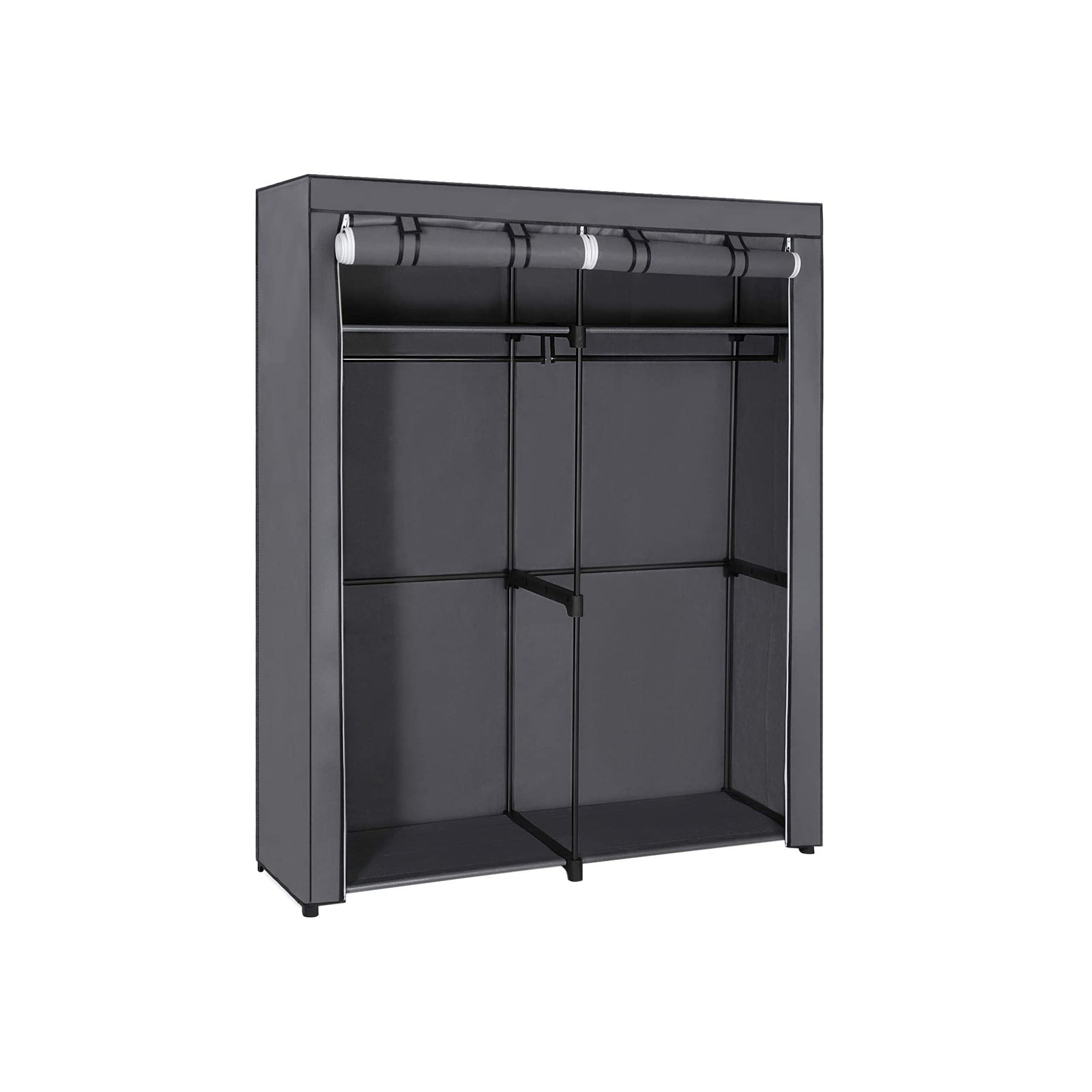 Portable Wardrobe - Fabric - Grey - Foldable with Hanging Rods