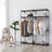 Portable Wardrobe - Fabric - Grey - Foldable with Hanging Rods