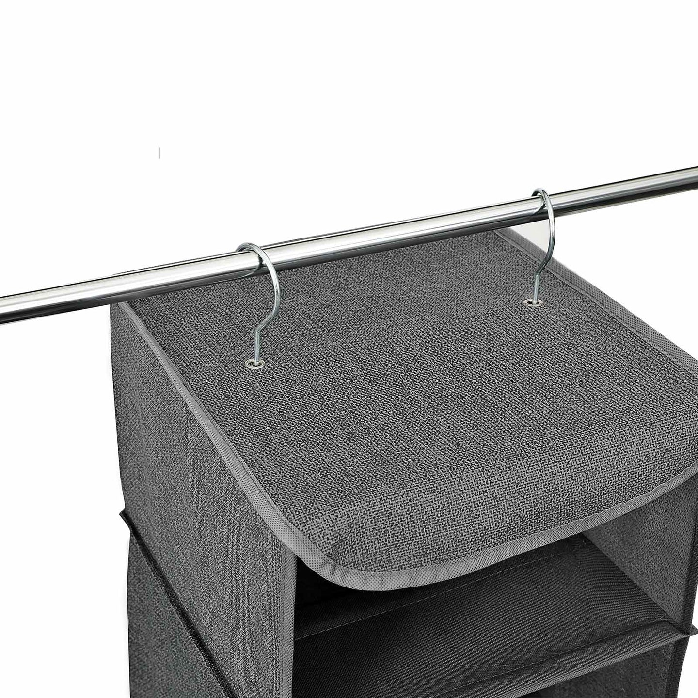 Hanging Storage Shelves - Fabric - Grey - 6-Tier Wardrobe Closet Organizer with Clips