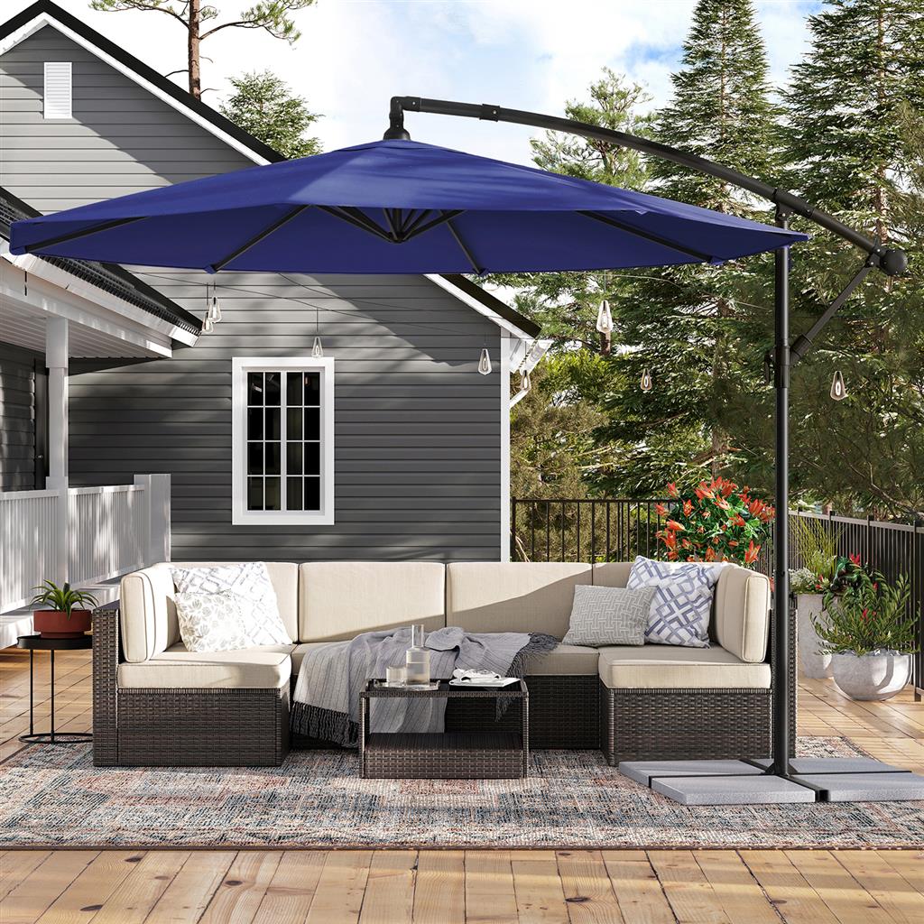 Hanging Umbrella - Fabric - Grey - Crank-Operated with UPF 50+ Sunshade Protection