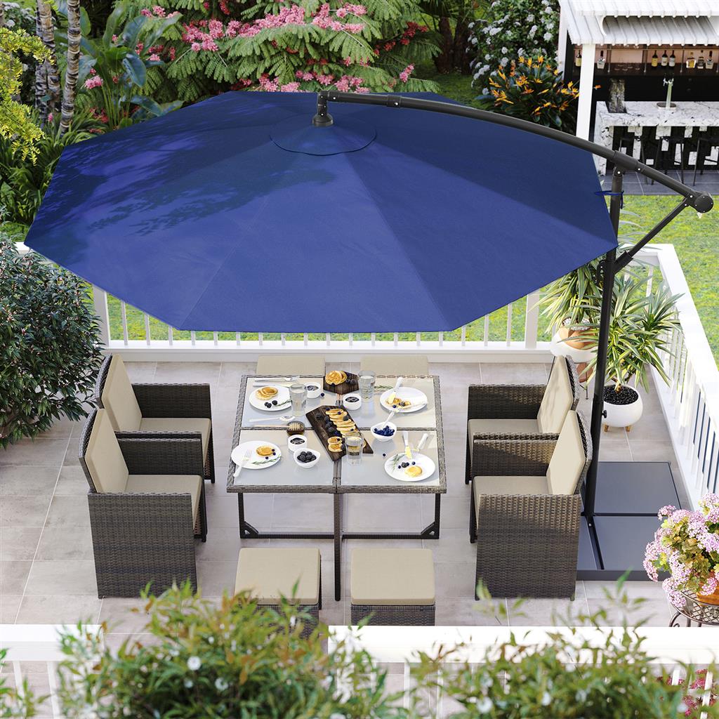 Hanging Umbrella - Fabric - Grey - Crank-Operated with UPF 50+ Sunshade Protection