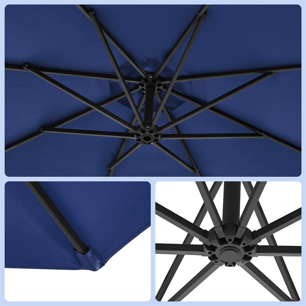 Hanging Umbrella - Fabric - Grey - Crank-Operated with UPF 50+ Sunshade Protection