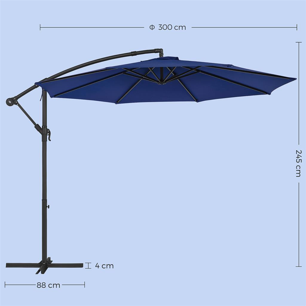 Hanging Umbrella - Fabric - Grey - Crank-Operated with UPF 50+ Sunshade Protection