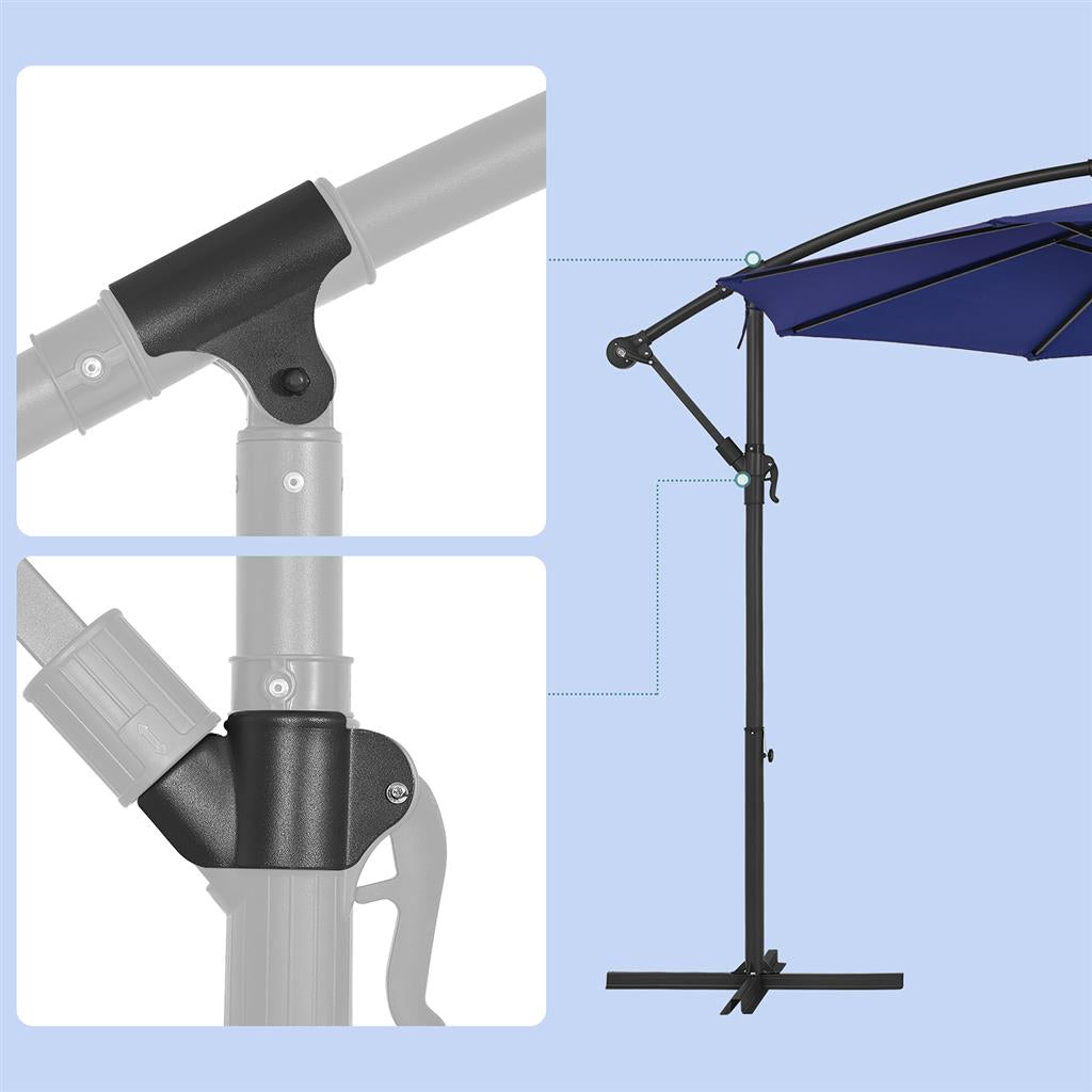 Hanging Umbrella - Fabric - Grey - Crank-Operated with UPF 50+ Sunshade Protection