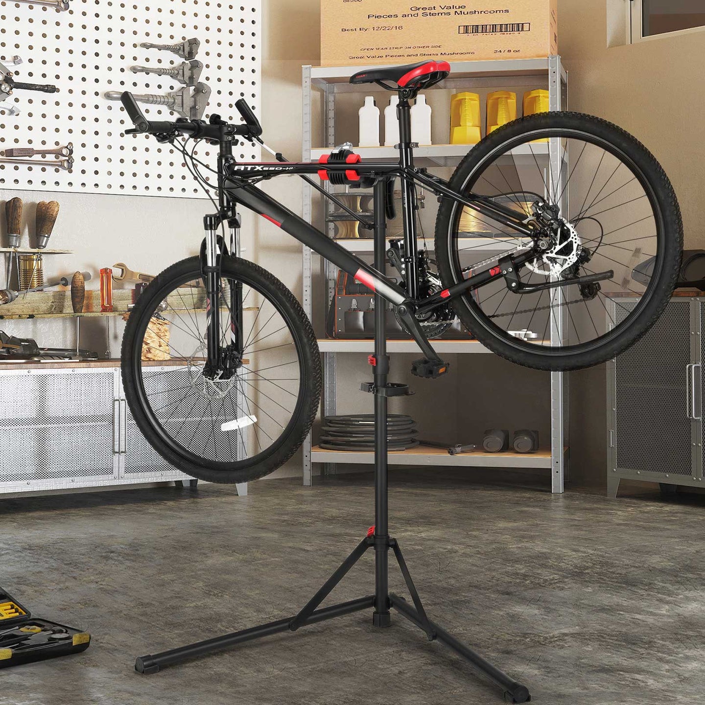 Heavy-Duty Bike Repair Stand - Welded Steel - Black - 360-Degree Adjustment Clamp