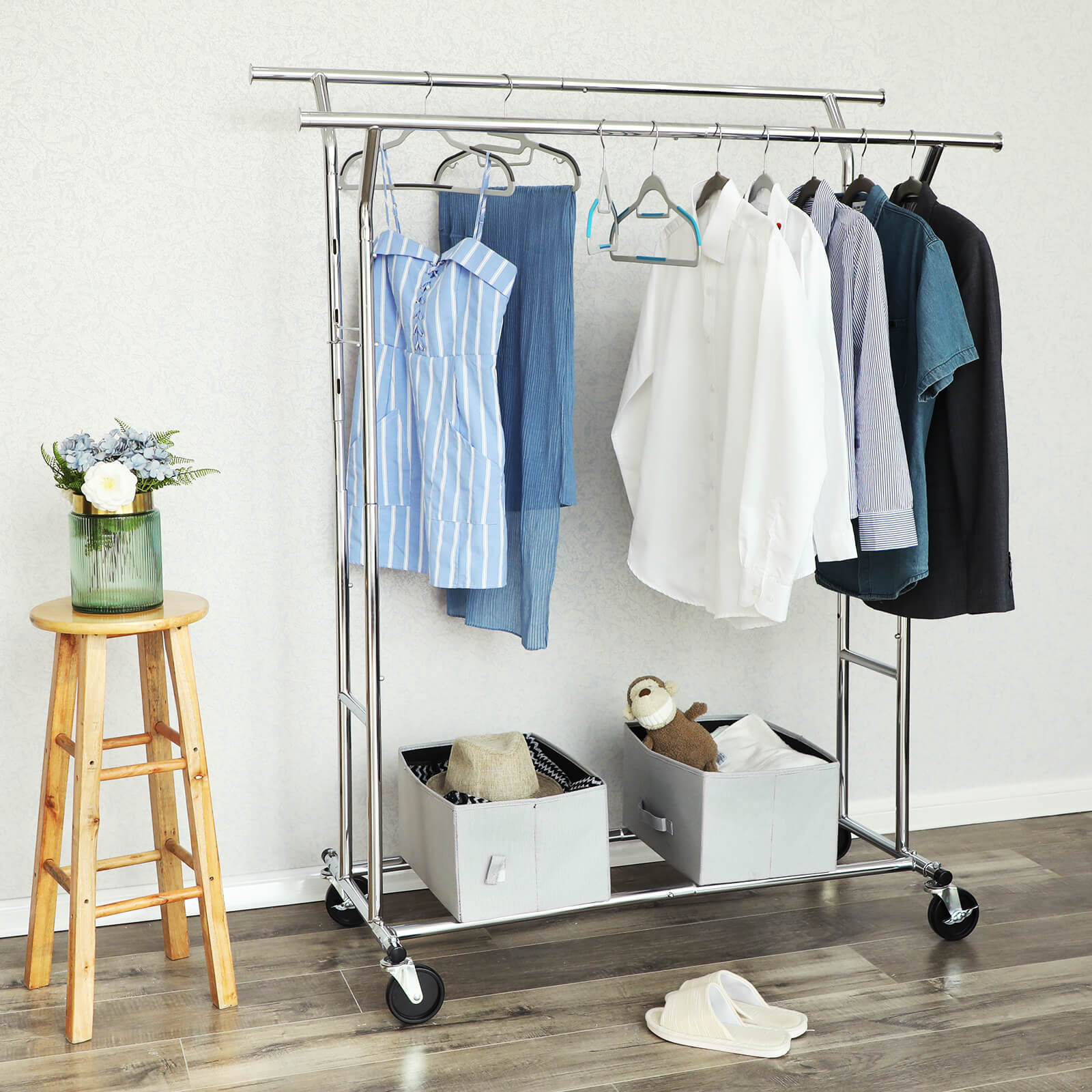 Heavy Duty Garment Rack - Metal - Chrome