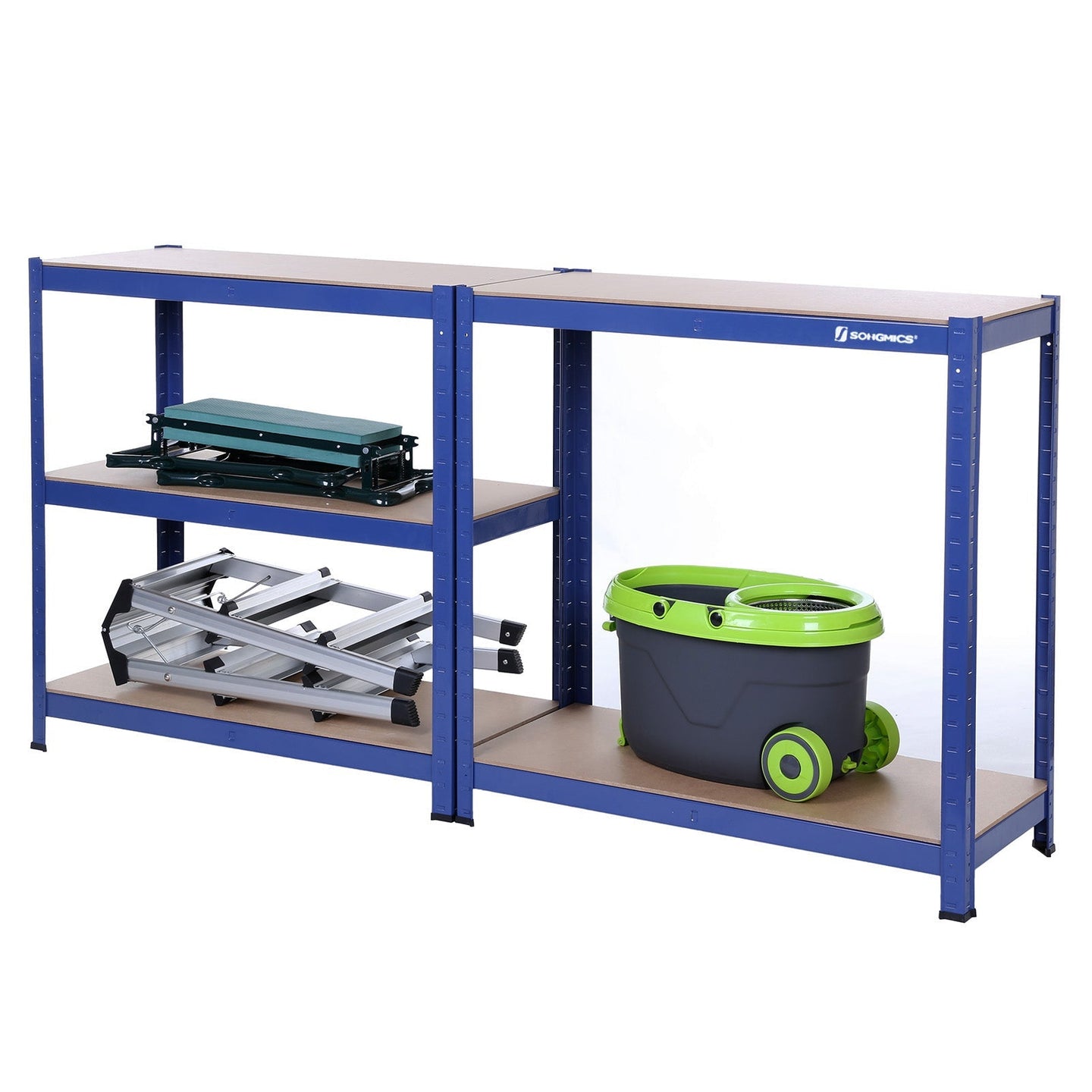 Heavy-Duty Shelving - MDF - Blue - 5-Tier Boltless Racking with 875 kg Capacity