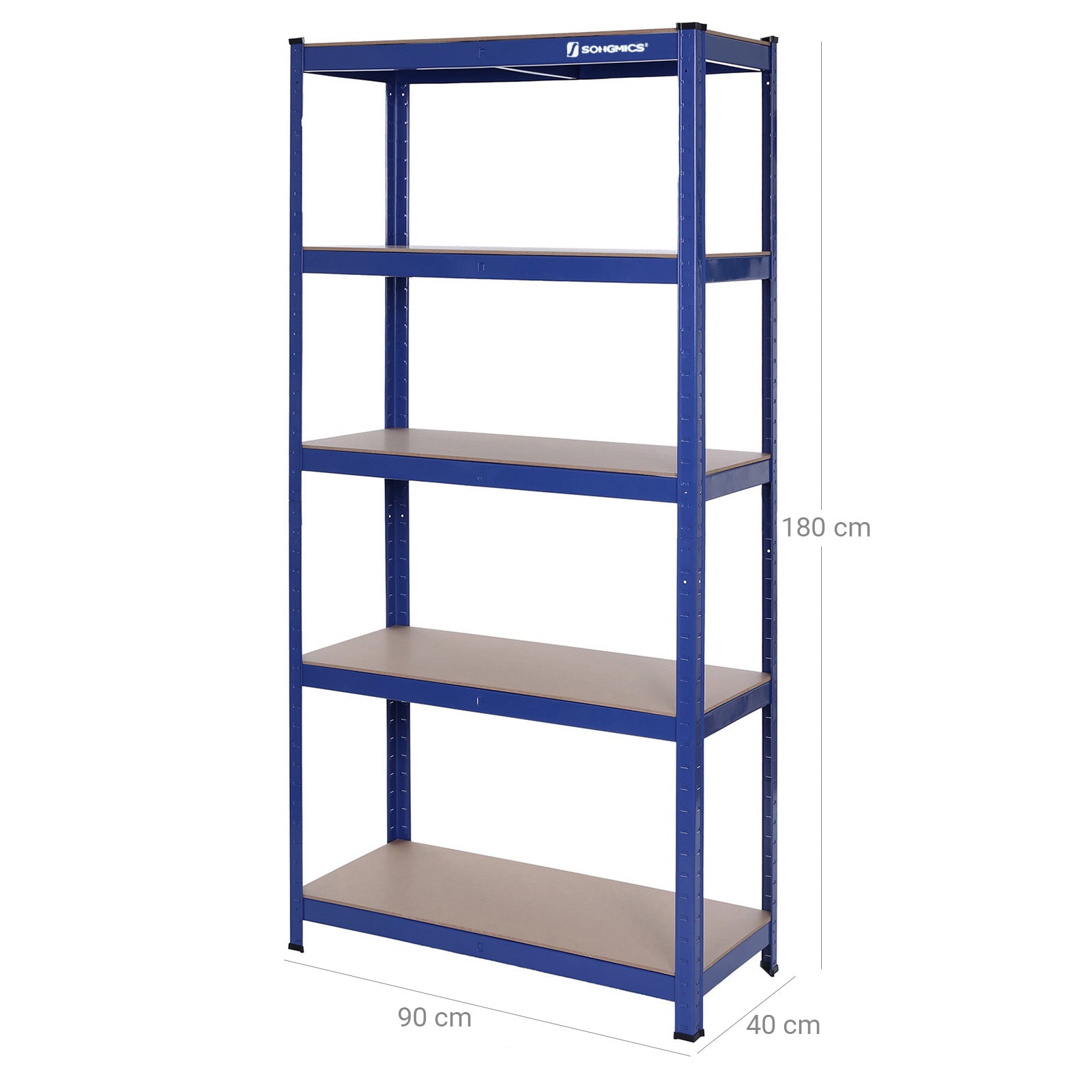 Heavy-Duty Shelving - MDF - Blue - 5-Tier Boltless Racking with 875 kg Capacity
