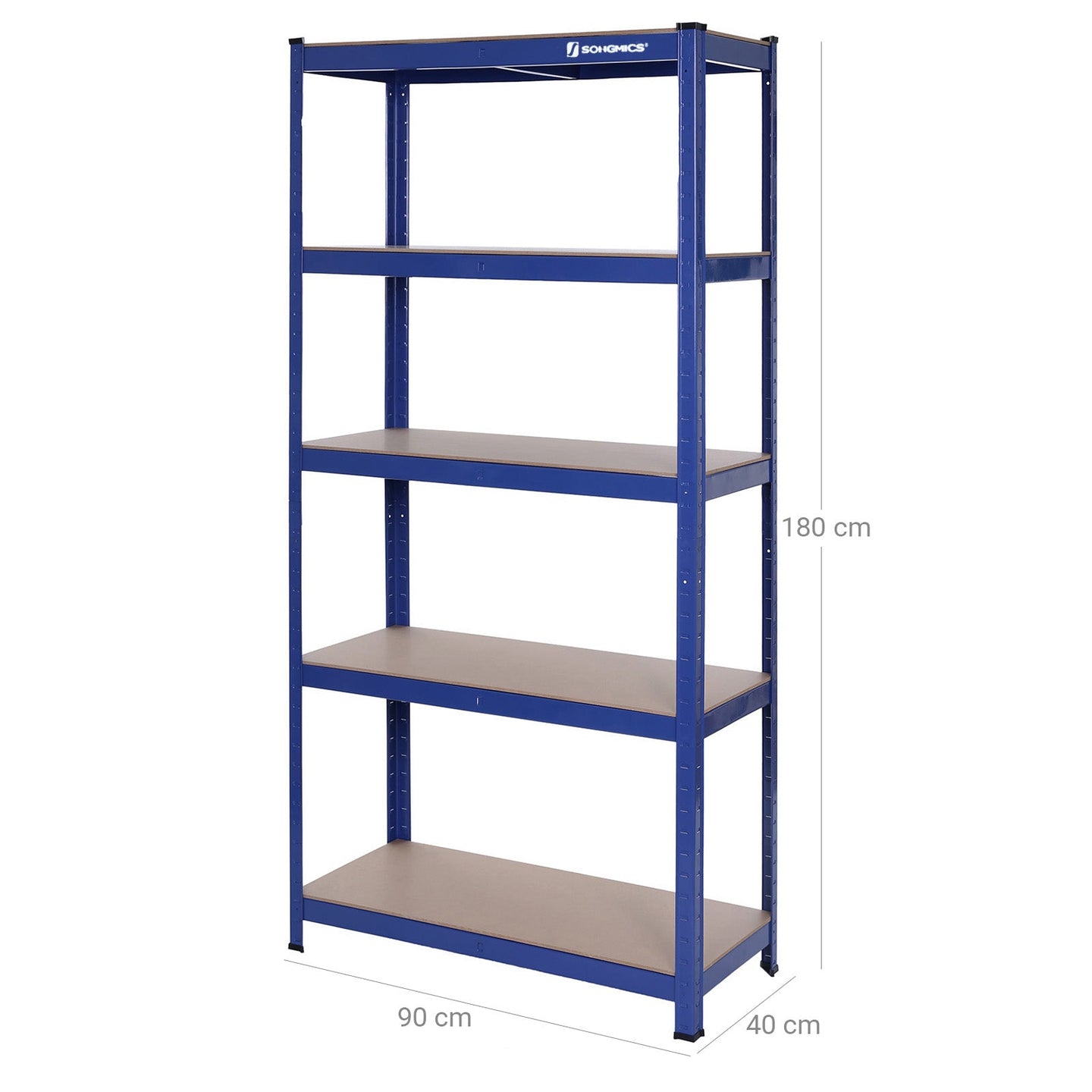 Heavy-Duty Shelving - MDF - Blue - 5-Tier Boltless Racking with 875 kg Capacity
