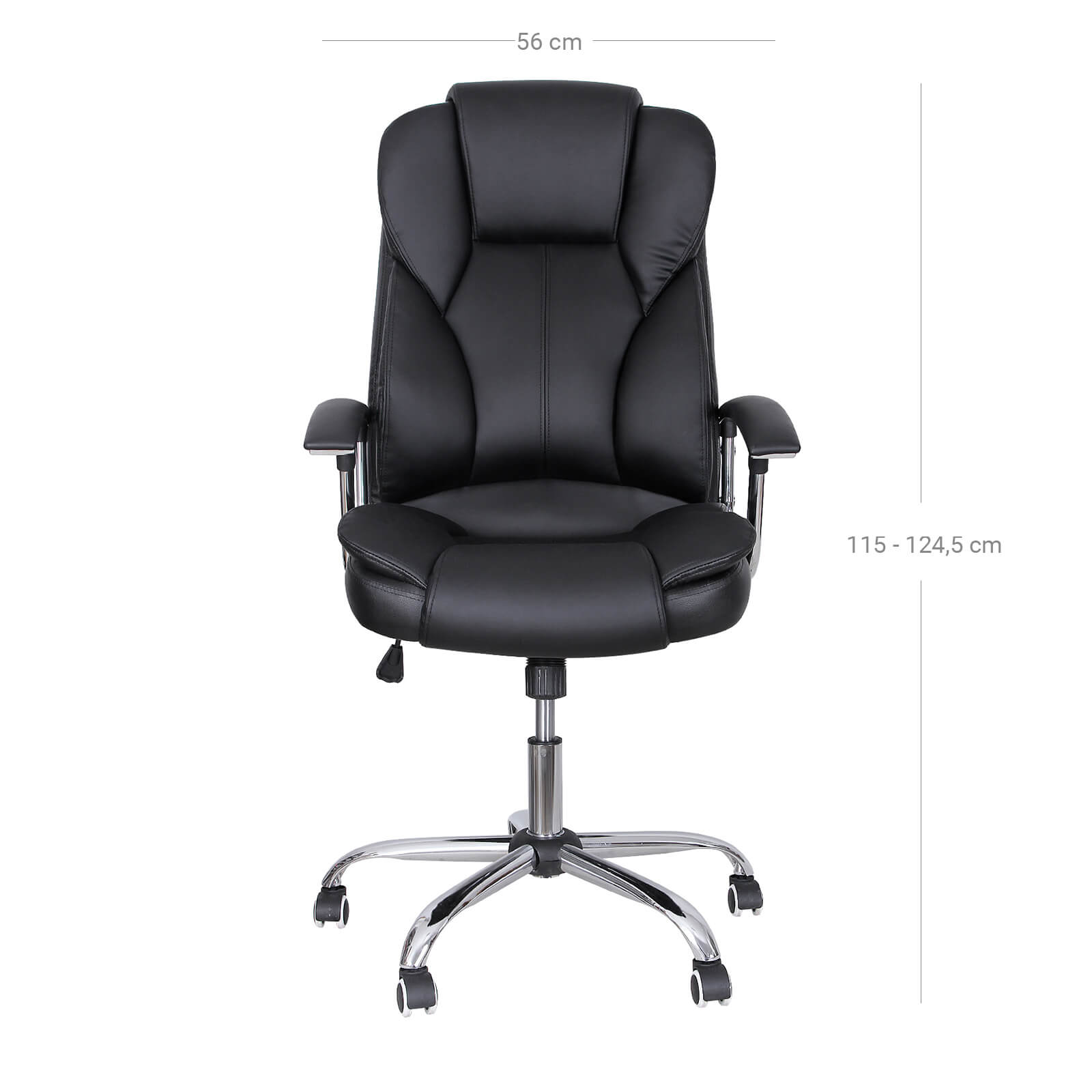 Executive Swivel Office Chair - PU Leather - Black - High Back with Tilt Function