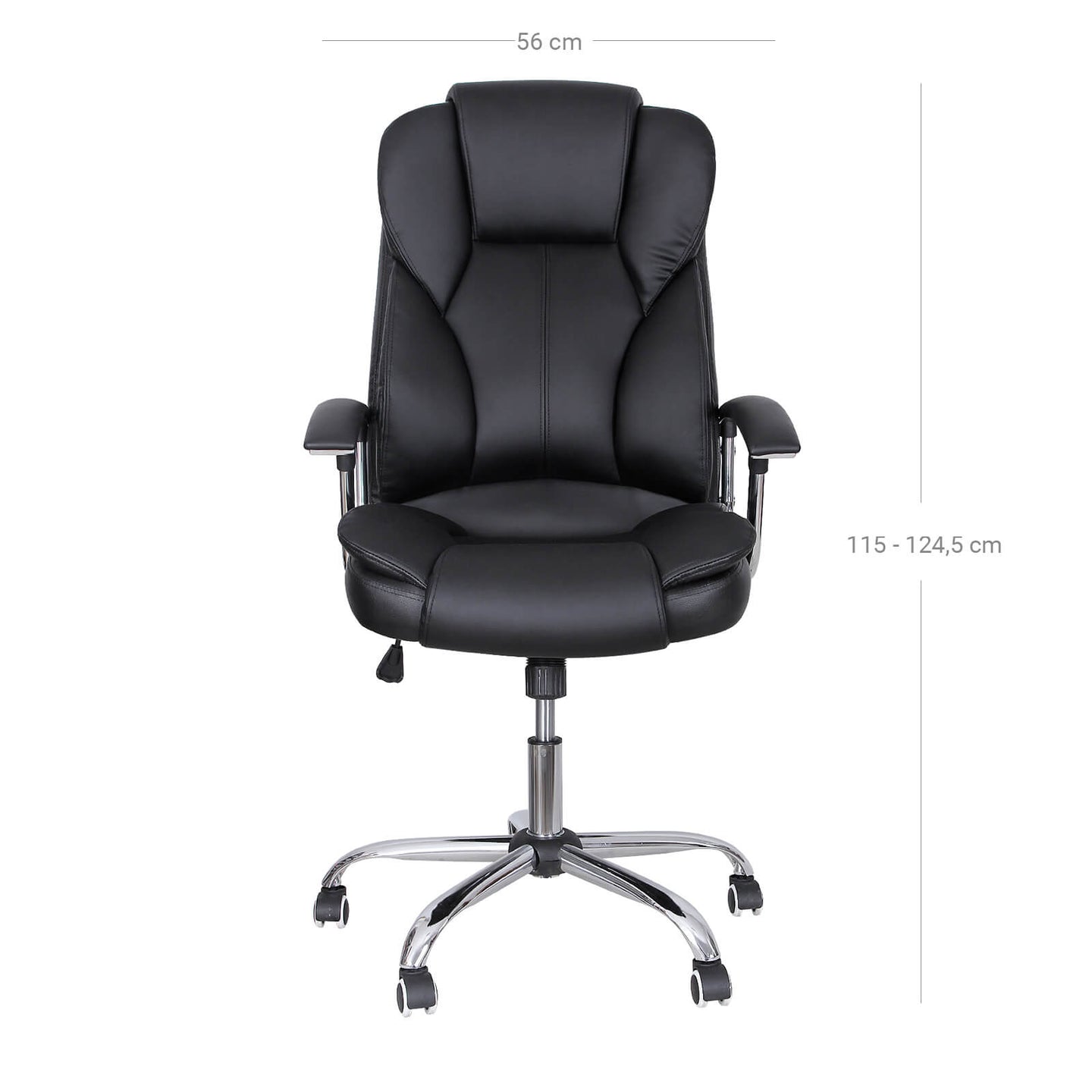 Executive Swivel Office Chair - PU Leather - Black - High Back with Tilt Function