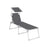 Folding Sun Lounger - Fabric - Grey - Adjustable Reclining Backrest with Sunshade