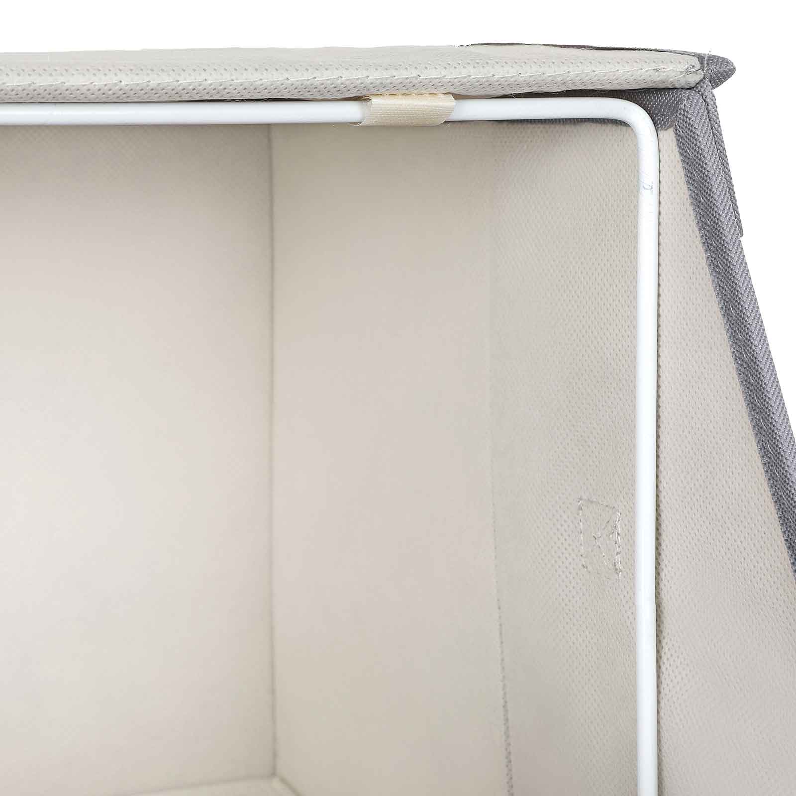 Storage Boxes - Fabric with Metal Frame - Gray - Stackable with Magnetic Hinged Lid and Side Handles