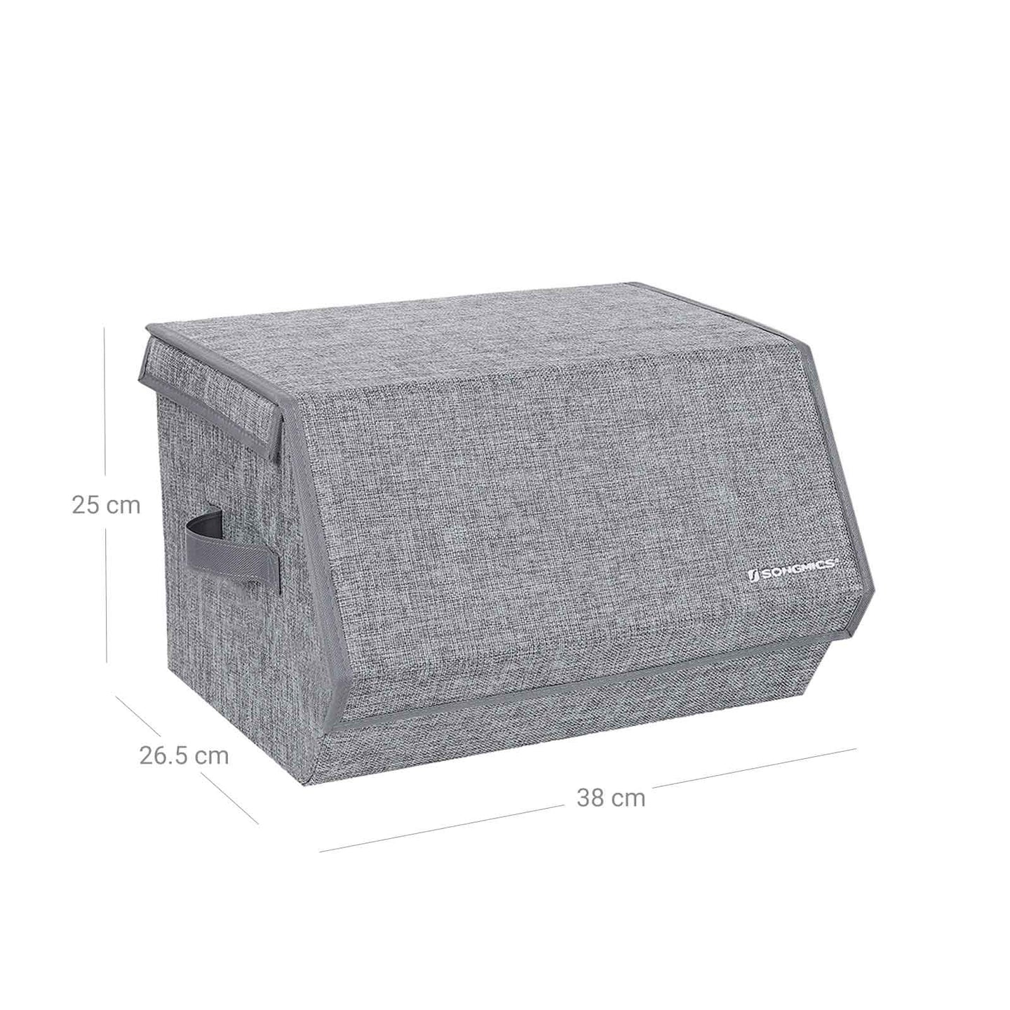 Storage Boxes - Fabric with Metal Frame - Gray - Stackable with Magnetic Hinged Lid and Side Handles