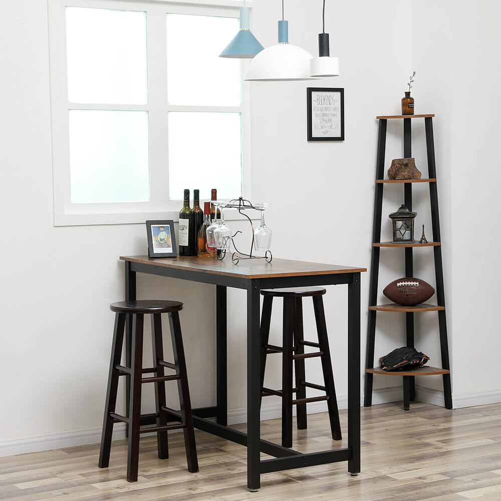 Bar Table - Metal Frame - Brown - Versatile for Cocktails