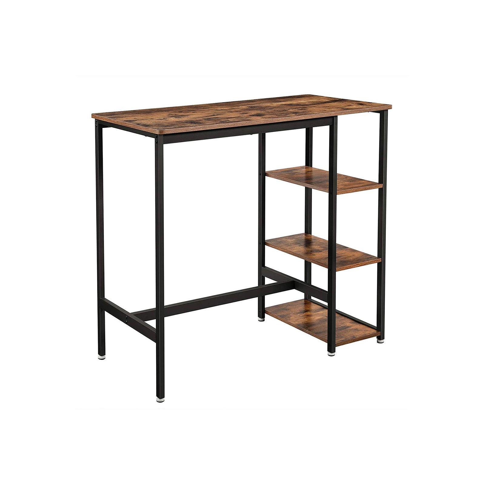 Industrial Bar Table - Iron - Rustic Brown - Stable Structure with 3 Shelves